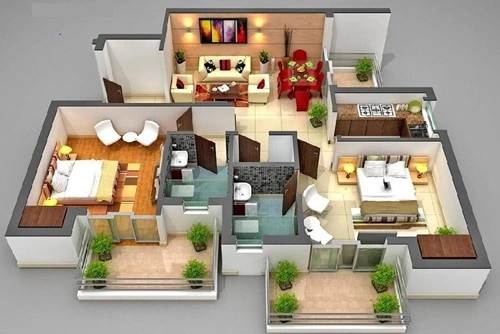 2 BHK Apartment Plan